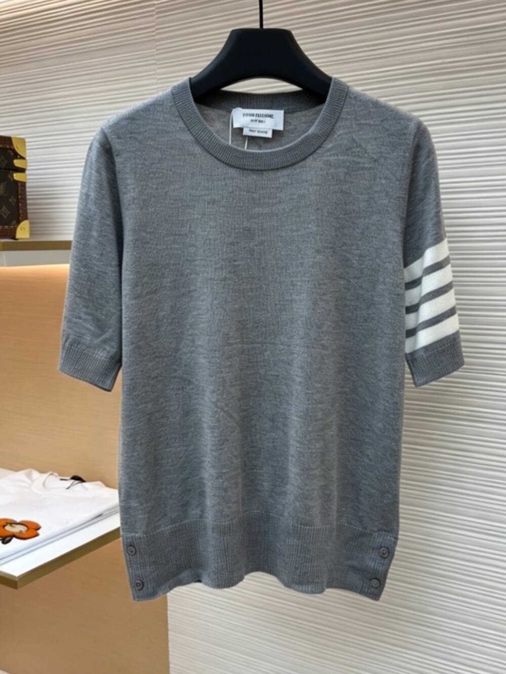 THOM BROWNE pique cottonknit short-sleeved shirt,